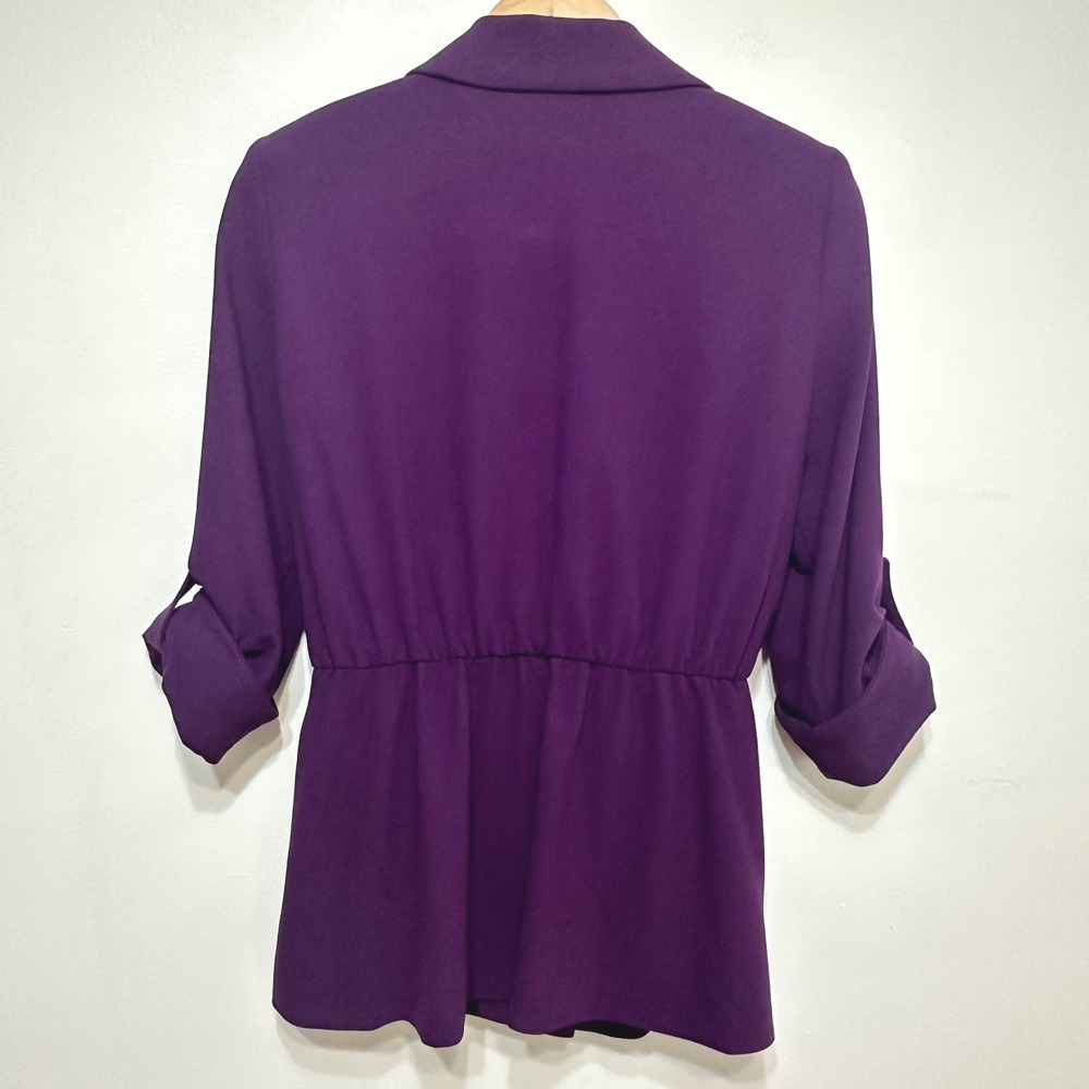 Alice + Olivia Cinched Waist Blazer Jacket Womens Small Purple Chic French Girl - Picture 12 of 14